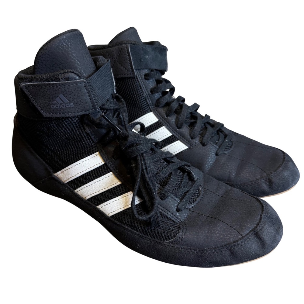 Adidas HVC Wrestling Shoes Mens 10 Black White High Top AQ3325 Combat Training